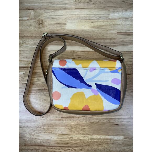 Fossil Preston Floral Print Canvas Crossbody Bag Cotton Canvas Expanding Gusset - Picture 4 of 9